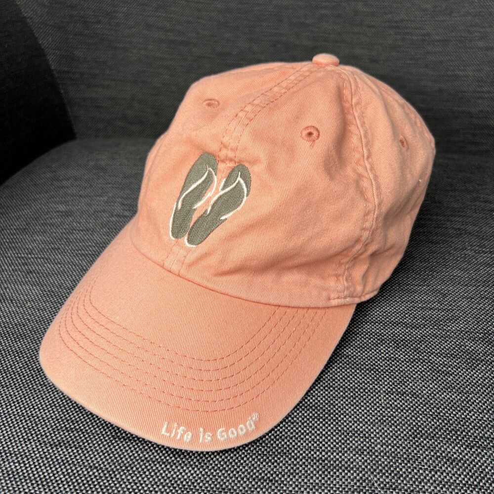 Life Is Good Womens Hat Peachy Pink Flip Flop Adjustable Logo Cotton